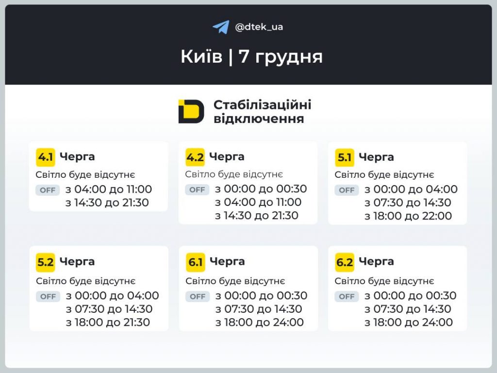Відключення світла в Києві та області 7 грудня: як перевірити чергу та стежити за оновленнями